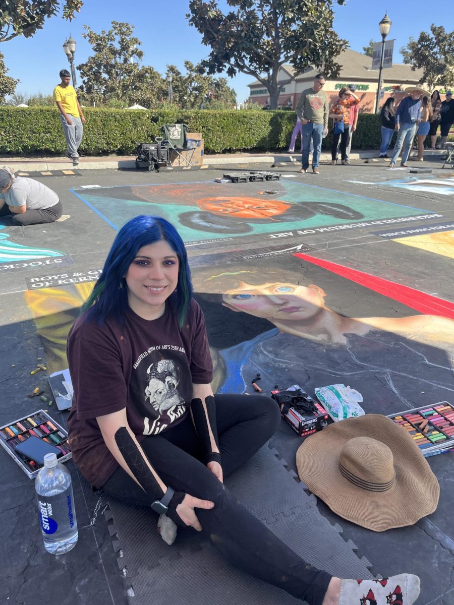 Emily Loyd, long time participant with her art piece. 