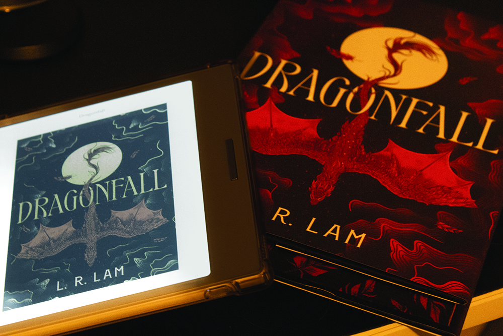 “Dragonfall” special edition hardback with eReader cover on top